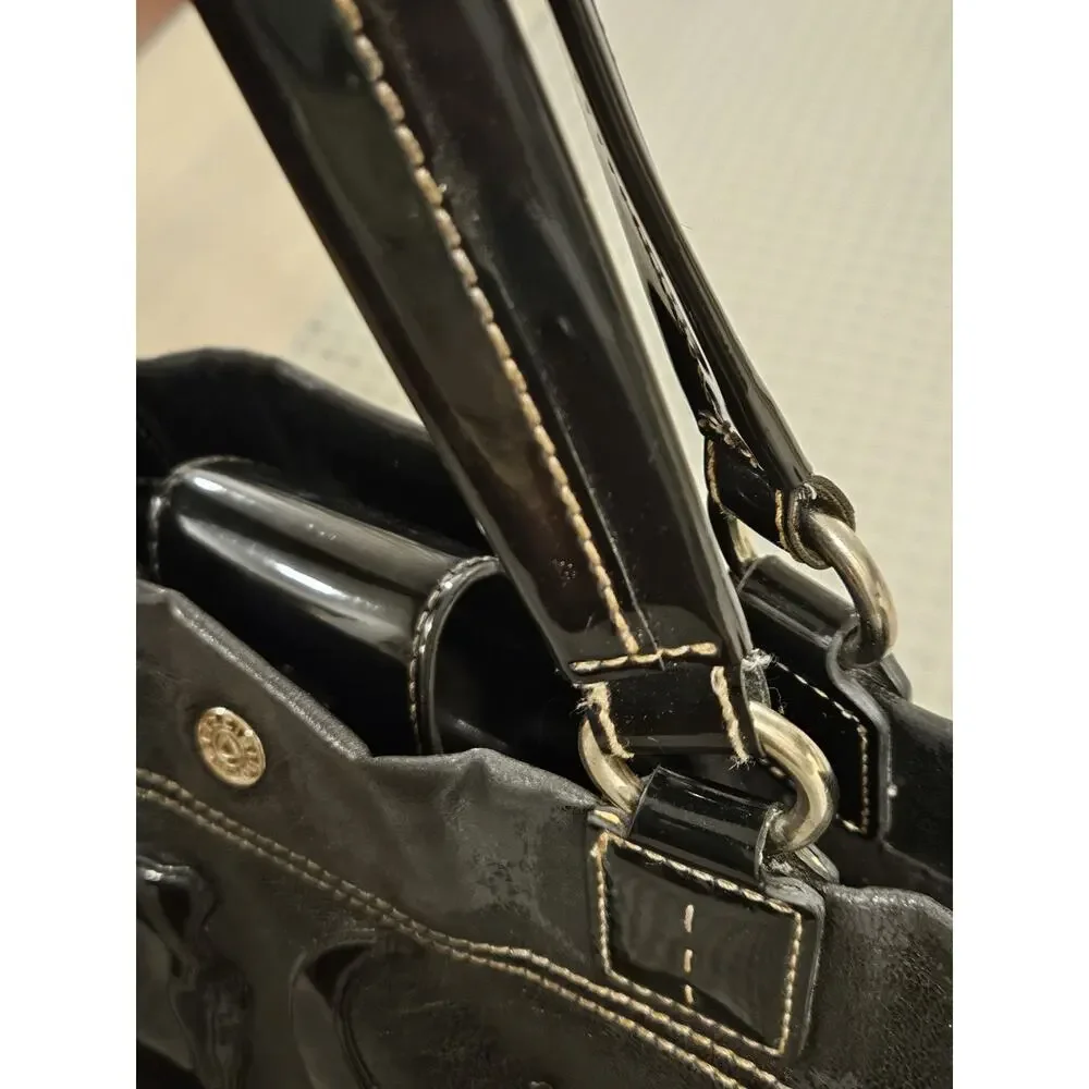 Vintage Liz Claiborne Black Leather Purse Shoulder Bag Female Silhouette Vinyl